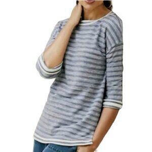 SOFT SURROUNDINGS Sweater, Blue White Striped Cotton Longsleeve Career, XS
